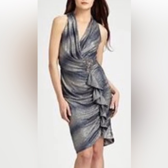 David Meister Metallic Embellised Sheath Cocktail Dress Womens Size 10 (248) - Picture 2 of 7